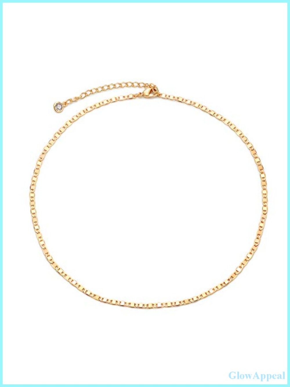 14K Gold Plated Brass Flat Mariner Link Chain Necklace 13.7 in